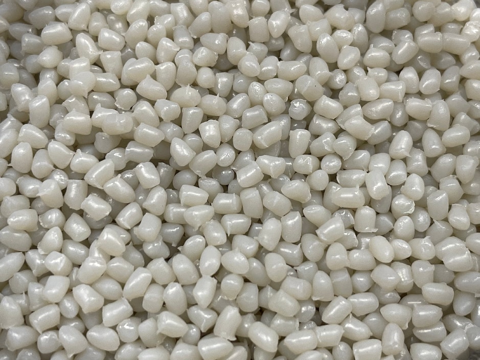 Recycled PET pellets produced from washed post-consumer tray flakes